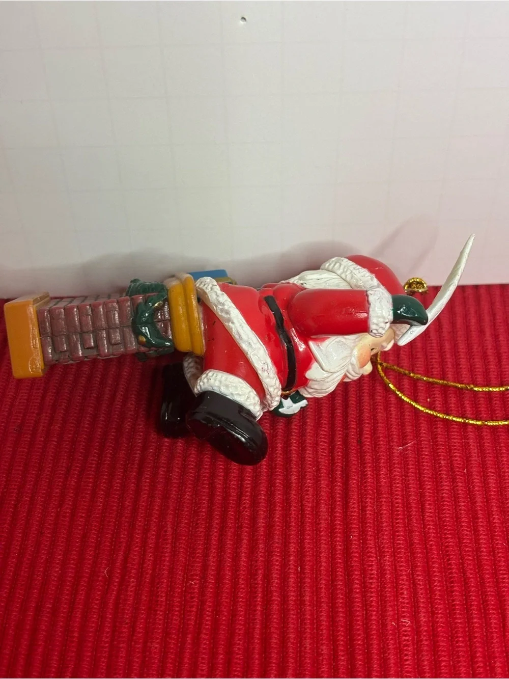 Vintage Style  Santa Sitting on Fireplace Mantel Ornament